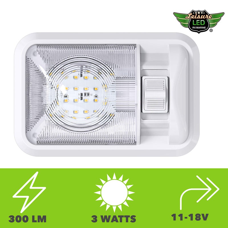Leisure LED 12V Led RV Ceiling Dome Light RV Interior Lighting for Trailer Camper with Switch, Single Dome 300LM - Image 5